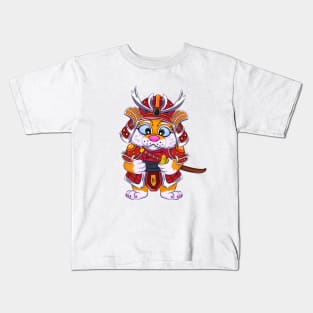 Cartoon Samurai Tiger. Kids T-Shirt